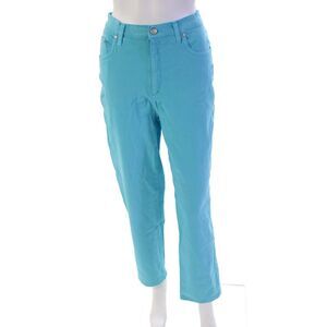 Krizia Jeans Womens High Rise Colored Straight Leg Jeans Blue Size 26"